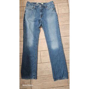 Women's Bootcut Jeans Medium Wash Distressed Denim Classic 5-Pocket Design Styli